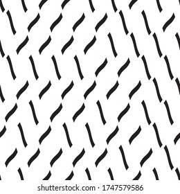 Seamless pattern with oblique wavy black segments