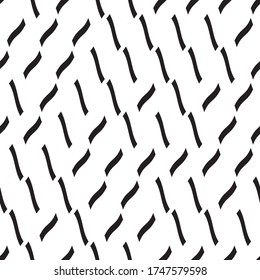 Seamless pattern with oblique wavy black segments