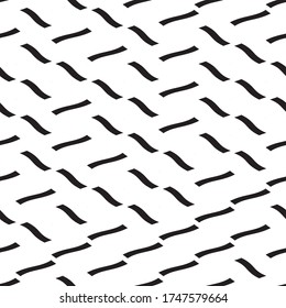 Seamless pattern with oblique wavy black segments