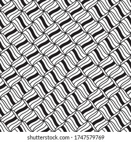Seamless pattern with oblique wavy black segments