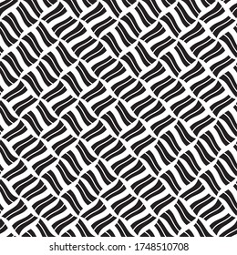 Seamless pattern with oblique wavy black bands