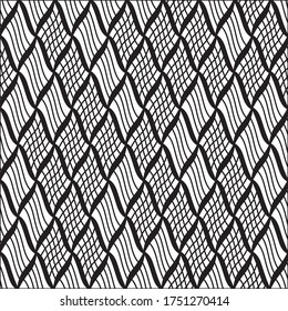 Seamless pattern with oblique wavy black segments