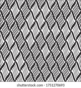 Seamless pattern with oblique wavy black segments