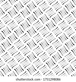 Seamless pattern with oblique wavy black segments