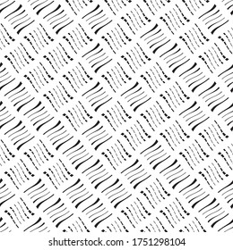 Seamless pattern with oblique wavy black segments