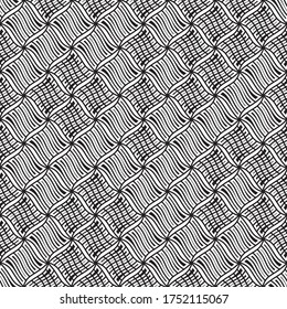 Seamless pattern with oblique wavy black segments