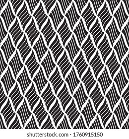 Seamless pattern with oblique wavy black bands
