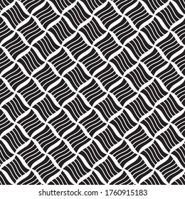 Seamless pattern with oblique wavy black bands