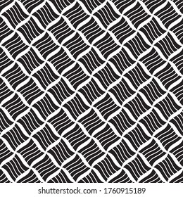 Seamless pattern with oblique wavy black bands
