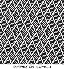 Seamless pattern with oblique wavy black bands