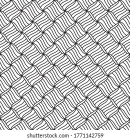 Seamless pattern with oblique wavy black segments