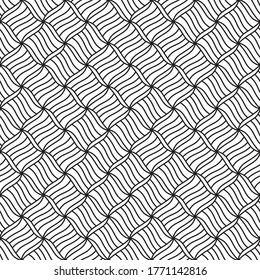 Seamless pattern with oblique wavy black segments