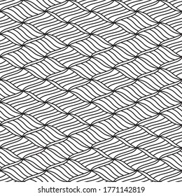 Seamless pattern with oblique wavy black segments