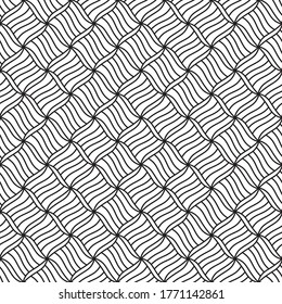 Seamless pattern with oblique wavy black segments