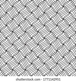 Seamless pattern with oblique wavy black segments