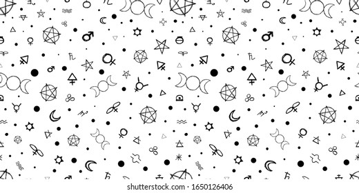 Seamless pattern with occult symbols