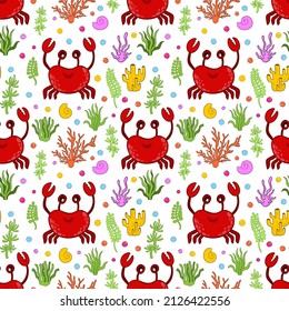 Seamless pattern ocean animal.Sea wildlife underwater.Background cartoon style.