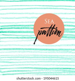 Seamless pattern with ocean blue pencil stripes