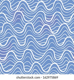 Seamless pattern with ocean waves in a decorative style. Vector illustration.