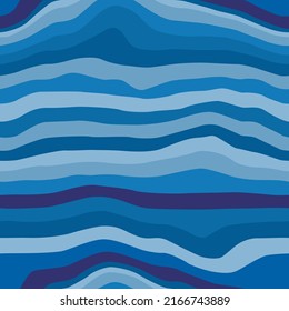 Seamless pattern with ocean waves. Hand drawn vector illustration. Flat color design.