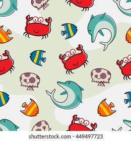 Seamless pattern oceanic theme. 