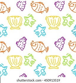 Seamless pattern oceanic theme, Ocean wrapping paper template