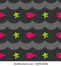 Seamless pattern oceanic theme, Ocean wrapping paper template