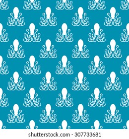 Seamless pattern with octopus icons
