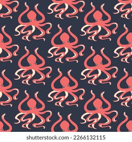 Seamless pattern with octopus. Print for textile, covers, surface. For fashion fabric. Marine pattern
