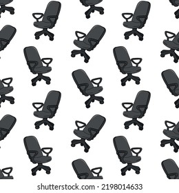 Seamless pattern with office chair doodle vector