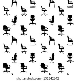 Seamless pattern of Office chairs silhouettes vector illustration