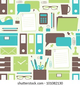 Seamless Pattern With Office Related Items.