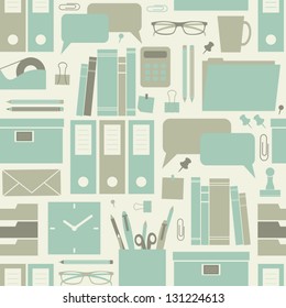 Seamless pattern with office related items.