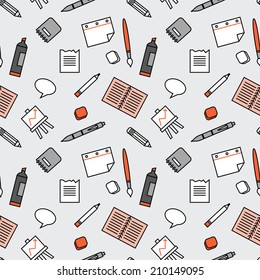 Seamless pattern with office related items.