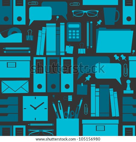 Seamless pattern with office related items.