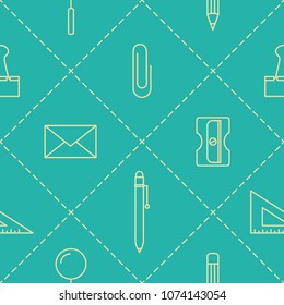 Seamless pattern with office stationery icons for your design