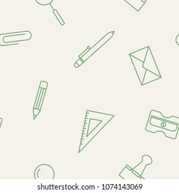 Seamless pattern with office stationery icons for your design