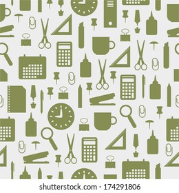 Seamless pattern with office stationery icons 