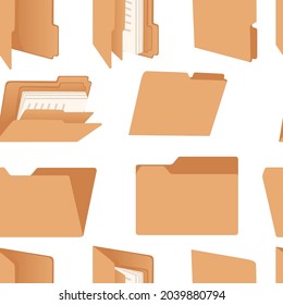 La oficina de patrones sin inconvenientes suministra carpetas de cartón duro accesorios de oficina ilustración vectorial sobre fondo blanco