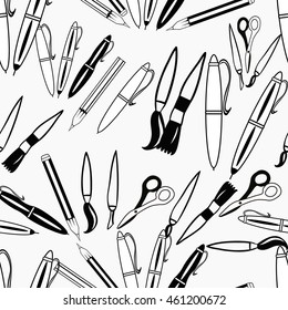 seamless pattern office supplies for the school vector illustration