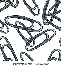seamless pattern office supply clip metal vector illustration