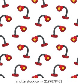 Seamless pattern with office table lamp doodle vector