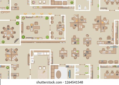 Vector Set Office Furniture Top View Stock Vector (Royalty Free ...