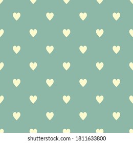 Seamless pattern off-white hearts on pastel vintage turquoise background. Elegant print for fabric textile gift paper scrapbook wallpaper kids clothes nursery decor svg