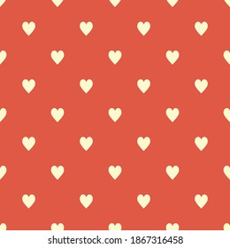 Seamless pattern off-white hearts on pastel vintage red background. Elegant print for fabric textile gift paper scrapbook wallpaper kids clothes nursery decor svg