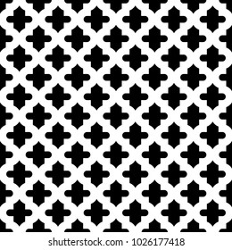 Seamless pattern with ogee ornament. Oriental traditional ornamentation with repeated rounded shapes. Window tracery wallpaper. Grid motif. Digital paper, textile print, web design. Vector art image.