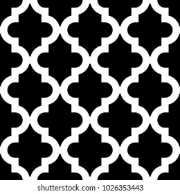 Nahtloses Muster mit Ogeverzierungen. Traditionelle orientalische Verzierung mit wiederholten, abgerundeten Formen. Tapete mit Fensterläden. Gittermotiv. Digitales Papier, Stoffdruck, Webdesign. Vektorkunstbild.