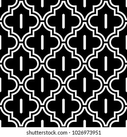 Seamless pattern with ogee ornament. Oriental traditional ornamentation with repeated rounded shapes. Ancient mosaic wallpaper. Tiles motif. Digital paper, textile print, web design. Vector art image.
