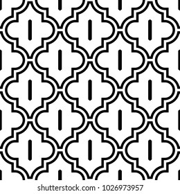 Seamless pattern with ogee ornament. Oriental traditional ornamentation with repeated rounded shapes. Ancient mosaic wallpaper. Tiles motif. Digital paper, textile print, web design. Vector art image.