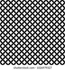 Seamless pattern with ogee ornament. Oriental traditional ornamentation with repeated rounded shapes. Window tracery wallpaper. Grid motif. Digital paper, textile print, web design. Vector art image.
